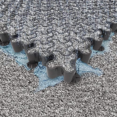 Standartpark Vodaland Permeable Pavers - EasyPave Grass & Gravel Driveway Grid - Load Class A-D, 100% Recycled Plastic Pavers, 2" Depth, 35 Sq Ft/ 14 Units, Gray - size: 35 SQ FT