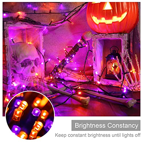 weillsnow 164FT 500 LED Halloween Lights, 8 Modes Waterproof Plug in String Lights for Halloween Indoor Outdoor Yard Party Wedding Garden Home Decorations (Purple & Orange) - color: Orange&Purple, size: 164FT