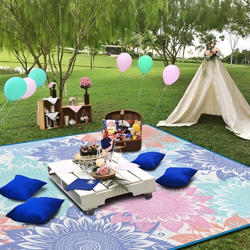 Supfitness Extra Large Picnic Blankets Waterproof Foldable (60 "x 80") Beach Blanket Waterproof Sandproof,3-Layer Thicking Mat Outdoor Packable Camping Blanket - color: Light Blue, size: 60x80in