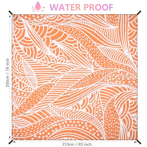 AISPARKY Beach Blanket Waterproof Sandproof Quick Drying Beach Mat Extra Large Outdoor Picnic Blanket for Travel Camping Hiking - color: Sbw-orange, size: 79" X 83"