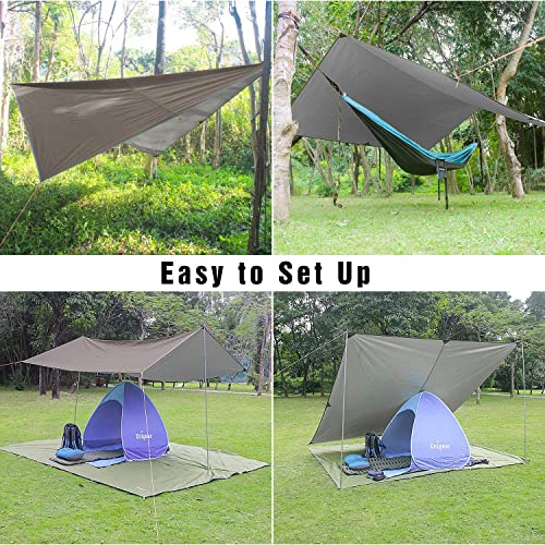 Unigear Hammock Rain Fly, 16.5/14.4/13.1/9.8ft Camping Tarp, UV Protection & Waterproof & Lightweight for Camping, Backpacking and Outdoor Adventure (Brown, 9.8 * 9.8ft) - color: Brown, size: 9.8*9.8ft