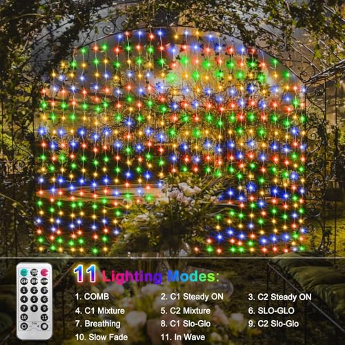 ZAIYW 10x10Ft Curtain Lights Connectable Warm White & Multicolor Changing 300 LED Curtain Lights Plug in with Remote Control Curtain String Lights Waterproof for Indoor Outdoor Decor - color: Warm White & Multicolor, size: 10Ft x 10Ft