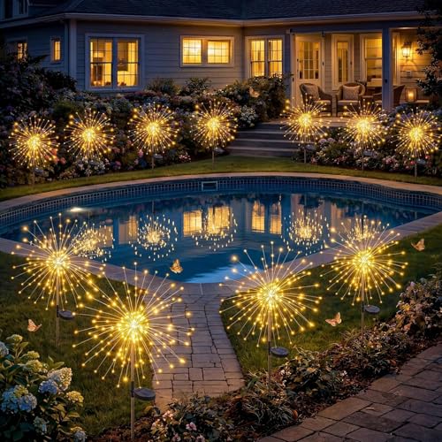 Solar Firework Lights, 10 Pack 120 LEDs 8 Lighting Modes Twinkle Solar Garden Lights Outdoor Waterproof for Yard Patio Walkway Pathway Party Wedding Balcony Decorative - Gifts for Women Mom - size: 10 Pack