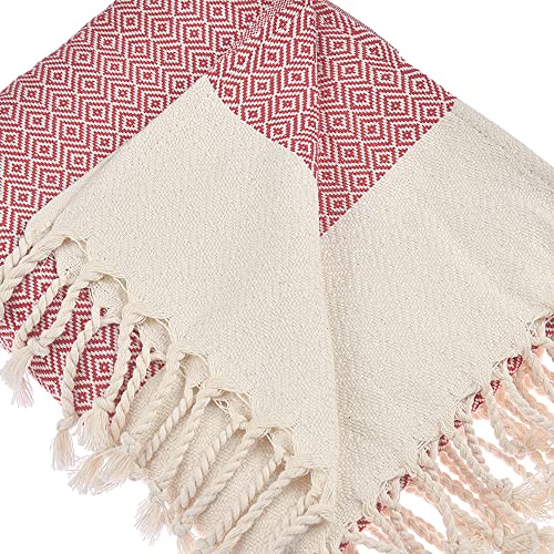Personalized Embroidered Beach Towel | Throw Blanket, Easy Carry Sand Free, Highly Absorbent, Quick Dry, Turkish Towels for Travel Camping Bath Sauna Beach Gym Pool Yoga SPA by Lahammam, Diamond, Red - color: Red, size: Diamond