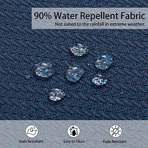 Magpie Fabrics Outdoor 15"x15"x4" Round Bistro Seat Cushions with Ties Set of 2, Tufted Waterproof Patio Floor Chair Pads for Home Garden Balcony Kitchen Office Porch, Navy - color: Blue Navy