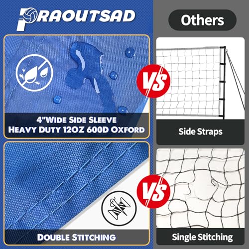 Heavy Duty Volleyball Net for Backyard, Professional Portable Outdoor Volleyball Net Set with Adjustable Aluminum Poles, Winch System, Anti-Sag Design, Carrying Bag for Beach and Grass - color: blue