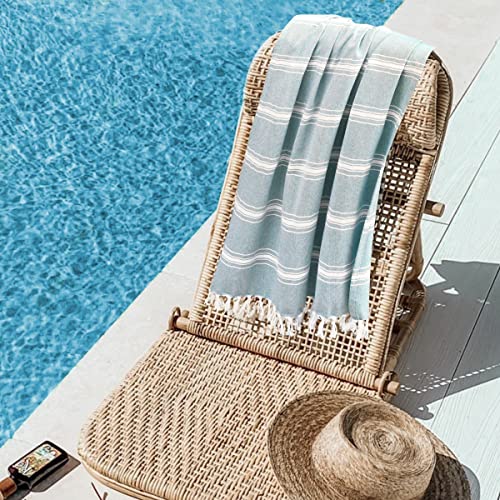 Belizzi Home Turkish Beach Towel -Large Beach Towels Oversized 2 Pack - Soft Durable Compact Lightweight Quick Dry Sand Free Bath Pool Towel Set for Beach Gifts Clearance Vacation Travel - Aqua Blue - color: Aqua, size: 2 Pack
