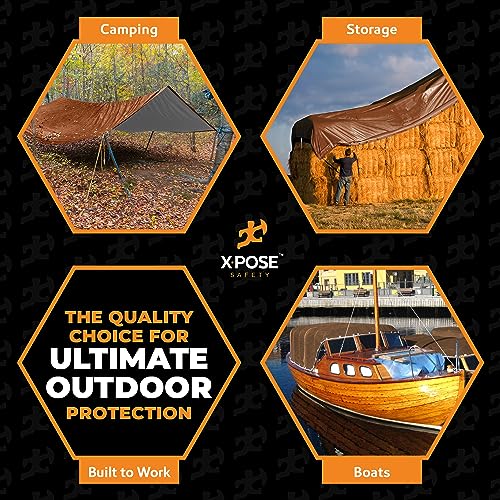 Xpose Safety 5' x 7' Ultra Heavy Duty Tarp - 20 Mil Waterproof Tarps for Camping, Outdoor Adventures & Tent Cover, UV Protection, Reinforced Corners, All-Weather Durability - size: 5' x 7'