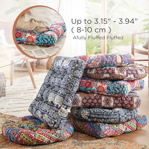 Codi Boho Floor Pillow, Large Meditation Cushion for Adults, Square Pillows Seating for Yoga Living Room Tatami Sitting Home Decor, Memory Foam Added, 22x22 Inch, Multi Patchwork - color: Square | Multi Patchwork, size: 1 Count (Pack of 1)
