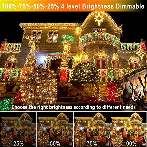 KNONEW 403FT 1000 LED Christmas Lights Color Changing Outdoor String Lights with 11 Modes & Timer Fairy Light Plug in Waterproof Fairy Lights for Xmas Yard Tree Wedding Party(Warm White to Multicolor) - color: Warm White to Multicolor, size: 403FT 1000 LE