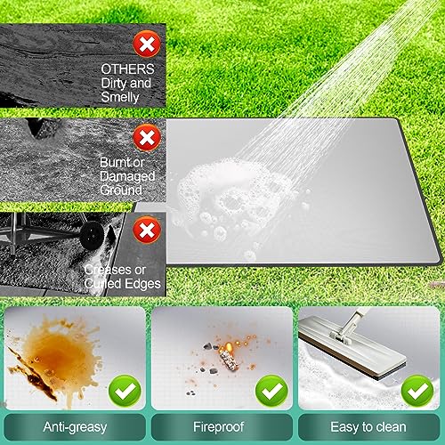 UBeesize 48x40 Grill Mats for Outdoor Grill, Under Grill Mat with 4-Layer Heat-Resistant, Non-Stick, Oil-Proof, Waterproof Outdoor Grill Mat for Charcoal or Gas Grills, Reusable.