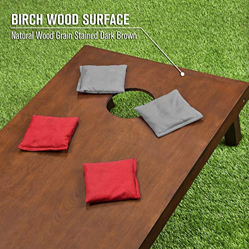 GoSports 4 ft x 2 ft Regulation Size Wooden Cornhole Boards Set with Dark Brown Finish - Includes Carrying Case - color: Red & Gray, size: 4 ft x 2 ft