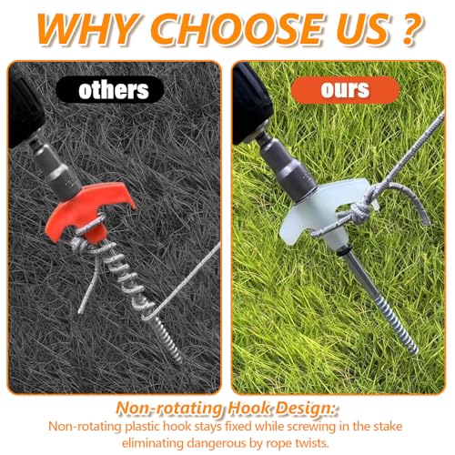 8" Screw in Tent Stakes Heavy Duty, Ground Anchors Screw in, Metal Threaded Tent Spikes, Camping Pegs for Canopies & Gardening Inflatable Decor (12 PCS Luminous) - style: 12 PCS Luminous