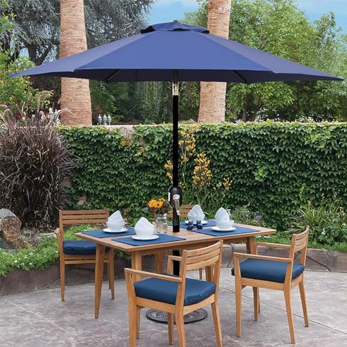 Blissun 7.5 ft Patio Umbrella, Yard Umbrella, Outdoor Market Umbrella with Push Button Tilt Crank (Navy Blue) - color: Navy Blue