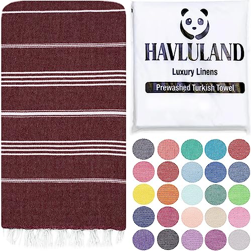 HAVLULAND Turkish Beach Towels, Oversized 40"x72" Turkish Bath Towel, Highly Absorbent Quick Dry Sand Free Beach Towels for Beach Pool Spa Gym Yoga Travel Camping Picnic Blanket - Burgundy - color: Burgundy