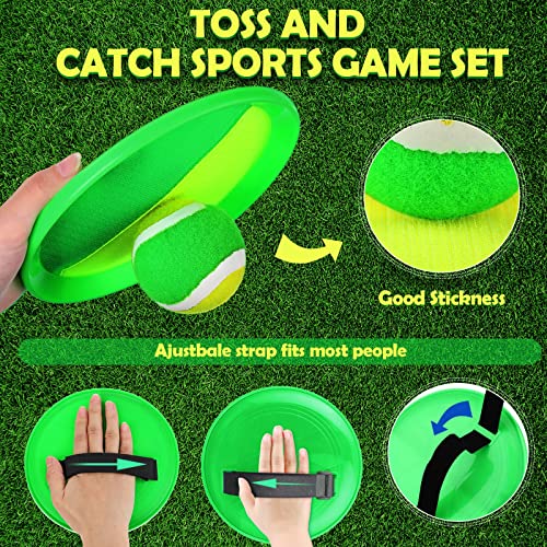 Charniol Kids Toys Toss and Catch Game Set Beach Game Outdoor Ball Sports Games Toss and Catch Ball Nylon Toys for Kids Adults(Yellow Green,12 Paddles 6 Balls) - color: Yellow Green