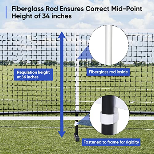 22FT Regulation Pickleball Net Set - Heavy Duty Metal Frame Portable Pickleball Net System with Carry Bag for Backyard, Driveway & Outdoor Games - style: Pickleball Net with Court Marker
