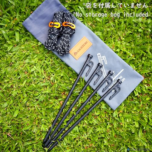 Heavy Duty Tent Stake 12 Inch 4 Pack with Camp Rope Guy Lines, Yard Stakes for Canopy, Camping Stakes for Ground, Tent Pegs Thickened Reinforced Nail Heads - color: Tent Stake 4 Pack