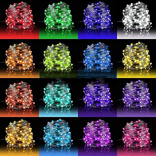 OMIKA LED Fairy Lights 33FT 100 LEDs Battery Operated String Light, Waterproof Multi Color Changing Fairy Lights with Remote for Indoor Outdoor Patio Wedding Party Xmas Bedroom Decoration - color: 16 RGB Colors (Battery+USB), size: 33 ft 100 LEDs