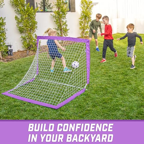 GoSports Portable Soccer Goals for Kids - 13 Color Options - Choose 4 x 3 ft or 6 x 4 ft - Team Tone Pop Up Nets for Backyard - color: Purple, style: 4 ft x 3 ft