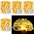 33Ft String Lights Battery Operated with Remote Control Timer, 100LED 4 Pack Waterproof 8 Modes Copper Wire Twinkle Fairy Lights for Bedroom Indoor Outdoor Wedding Dorm Christmas Decorations - style: 33ft, Warm White