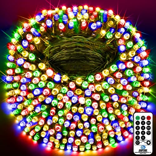 KNONEW 403FT 1000 LED Christmas Lights Outdoor String Lights 8 Modes & Timer Fairy Light Plug in Waterproof LED String Lights for Xmas Yard Tree Wedding Party Holiday Decorations (Multicolor) - color: Multicolor, size: 403FT 1000 LED Dark Green Wire