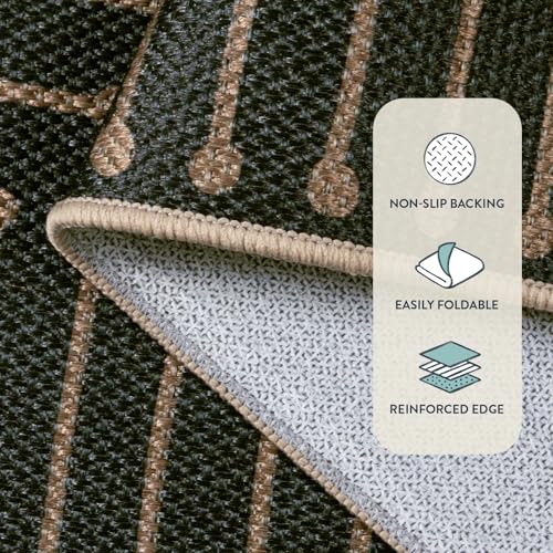 Lahome Neutral Geometric Outdoor Rug, 5x7 Black Living Room Dining Room Rug Indoor Outdoor Carpet, Farmhouse Rhombus Non Slip Non Shedding Carpet for Patio Deck Office Classroom - color: Black/Nature, size: 5x7