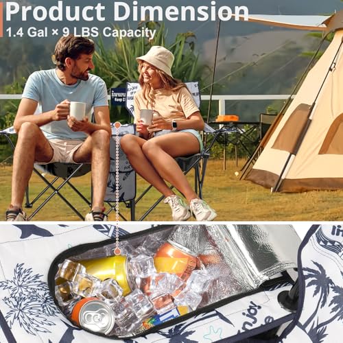 Outvita Folding Double Camping Chair w/Umbrella Beverage Holder Carrying Bag Cooler Fold Up Table, Large Bearing Capacity for Beach Patio Pool Park Outdoor Shark Pattern - color: Shark Pattern