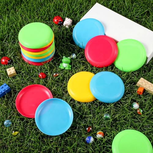 Hiboom Kids Flying Discs 3.4 Inch Mini Flying Disks Bulk Flyer Toy for Outdoor Pets Dog Yard Lawn Games Party Kindergarten Teaching Favors, 4 Colors