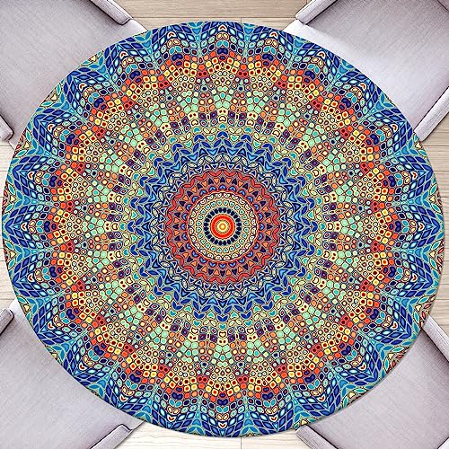 Round Fitted Tablecloth with Elastic Round Outdoor Tablecloths Round Elastic Tablecloth for Tables Waterproof Wipeable Table Cover for Picnic,Camping,Dinner (48''-52'') - color: Blue, size: 52" (Round)