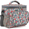 FlowFly Insulated Reusable Lunch Bag Adult Large Lunch Box for Women and Men with Adjustable Shoulder Strap,Front Zipper Pocket and Dual Large Mesh Side Pockets,Floral - color: Floral