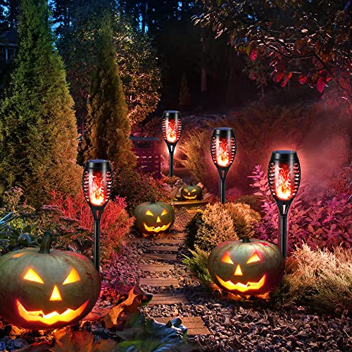 Toodour Solar Torch Flame Lights, 12 Pack Solar Lights Outdoor with Flickering Flame, Waterproof Patio Light Landscape Decoration Lighting for Garden, Lawn, Yard, Outdoor Decorations - Red - color: Red, size: 12 Pack