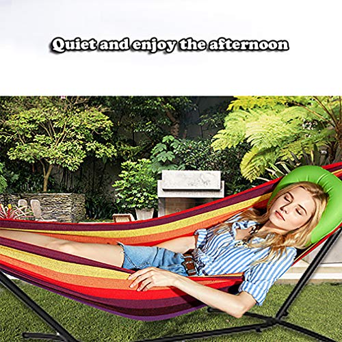 Double Hammock Stands Portable Hammock Stand Heavy Duty Steel Stand for Outdoor Patio or Indoor (Red) - color: Red