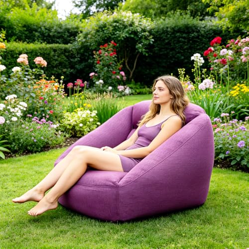 Inflatable Couch Sofa for Adult,Blow Up Chair,Camping Lounger Air Couch for Indoor&Outdoor with Removable Washable Cover (Purple) - color: Purple