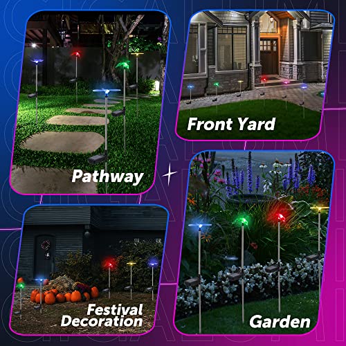 GIGALUMI Solar Garden Lights, 6 Pack Solar Butterfly Lights Decoration, Outdoor Garden Decoration Color Changing LED, Outdoor Decorative for Pathway, Lawn, Patio, Driveway - size: 6pack