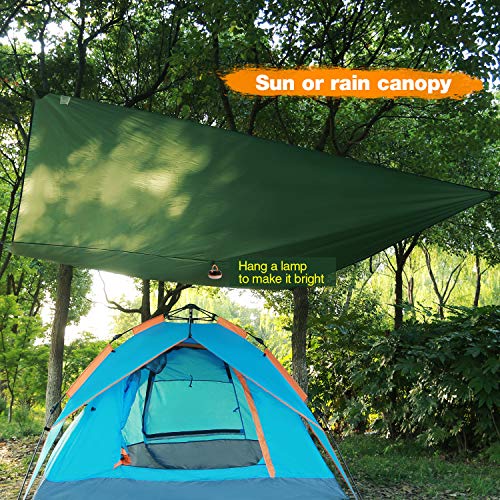 REDCAMP Hammock Rain Fly Camping Tarp Waterproof, 10x10ft Lightweight Backpacking Rain Tarp Shelter for Hiking Outdoor, Green - style: Green 10*10ft