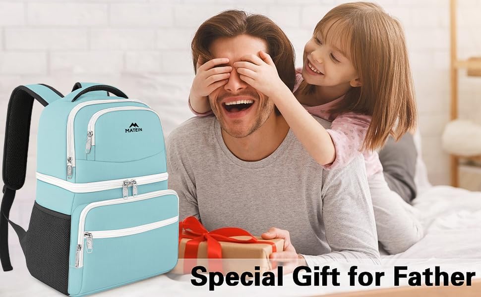 MATEIN Cooler Backpack, 26 Cans Insulated Lunch Backpack for Men Women, Leakproof Double Layer Lunch Cooler Bag Lightweight Soft Lunch Backpack with Cooler Compartment, Beach Camping Hiking Beer Gifts - color: Cyan, size: 26 Cans