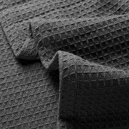 Glamburg 100% Cotton Thermal Bed Blanket, Twin Size, Soft Waffle, All Season, Charcoal - color: Charcoal Grey, size: Twin (60"x90")