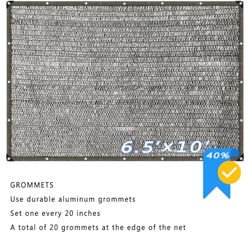 40% Sunblock Shade Cloth for Plants Cover, 6.5 x 10 FT Black Shade Net with Grommets, UV Resistant Sun Shade Mesh Fabric for Greenhouse, Pergola, Kennel, Patio, Garden and Balcony - color: 40% Blcak, size: 6.5 X 10 FT