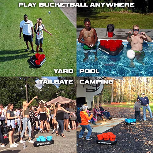 BucketBall | Original, Largest & Most Durable Brand | Supports USA Jobs | Ultimate Outdoor & Tailgate Game | Perfect for Beach, Pool, Lawn, Yard, Camping - color: U.s.a. Edition, style: Party Pack