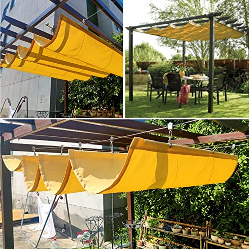 WIGING Outdoor Waterproof Retractable Sun Shade Sail, Slide Wire Wave Canopy Cover with Mounting Kit for Patio Garden Backyard Deck Pergola
