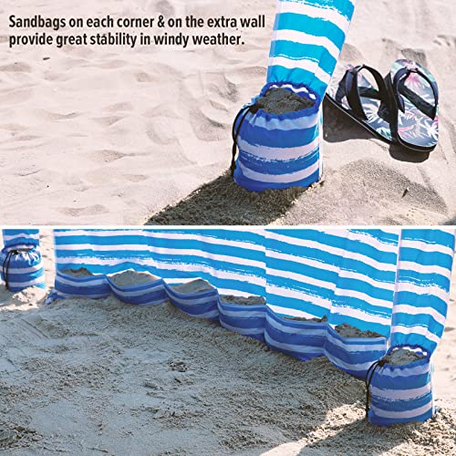 Qipi Beach Cabanas for Sand, Beach Canopy with Sandbags & Side Wall for Family, Easy Set Up Sun Shelter, UPF 50+ UV Protection with Roof Vent - color: 6' x 6' Siesta Beach