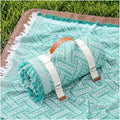 2 in 1 Extra Large Boho Beach Blanket Towel Giant Woven Outdoor Picnic Mat Camping Gear Cruise Essential 2025 Summer Vacation Must Have Airplane Travel Accessories Costa Rica Bahamas Hawaii Trip Stuff - color: Teal