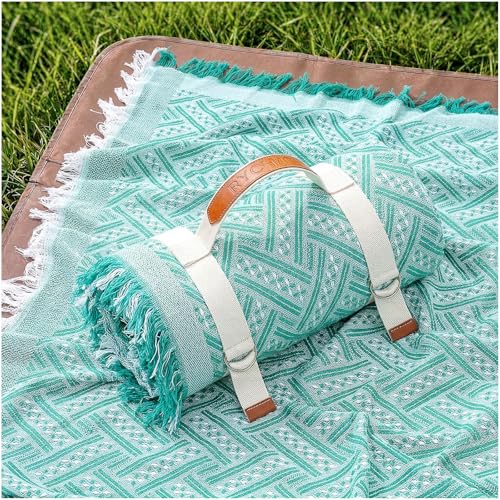 2 in 1 Extra Large Boho Beach Blanket Towel Giant Woven Outdoor Picnic Mat Camping Gear Cruise Essential 2025 Summer Vacation Must Have Airplane Travel Accessories Costa Rica Bahamas Hawaii Trip Stuff - color: Teal