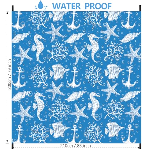 Beach Blanket 79" X 83" Oversized Lightweight, Beach Mat Waterproof Sandproof, Durable Picnic Mat Beach Accessories for Travel, Camping, Hiking - color: Sea-animals