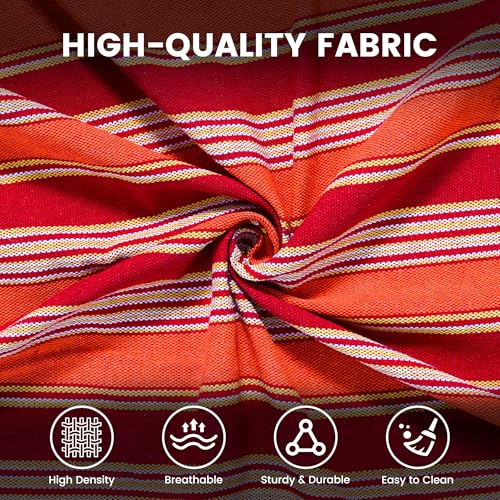 Lazy Daze Hammocks Double Brazilian Cotton Hammock, Extra Large Portable Outdoor Camping Hammock with Tree Straps & Travel Bag for Backyard Patio Poolside Indoor, 550lbs Capacity, Red Stripe - color: Red Stripe