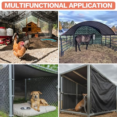 Amgo 4' x 10' Black Shade Cloth with Grommets - 90% Sunblock, Durable Mesh Fabric Tarp for Dog Kennel Cover, Greenhouse, Fence Privacy Screen, Chicken Coop & Pet Playpen (We Make Custom Size) - color: Black, size: 0 4' x 1 0'