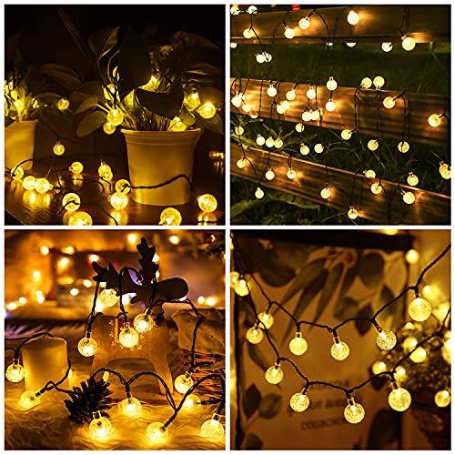 POOCCI Solar Umbrella Lights Crystal String Lights Solar Powered Waterproof 60 LED Patio Umbrella Lights 8 Lighting Modes Fairy Lights Outdoor for Garden Yard Beach Party Wedding Decor(Warm-White)