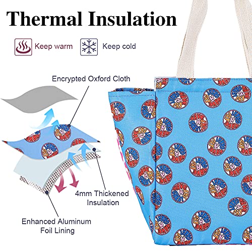 iknoe Insulated Lunch Bag for Women, 9L Sturdy Wide-Open Foldable & Portable Lunch Tote with Interior Pockets, Water-resistant Thermal Lunch Cooler for Adults Picnic Beach (Great Day) - color: great day, size: Velcro Closure