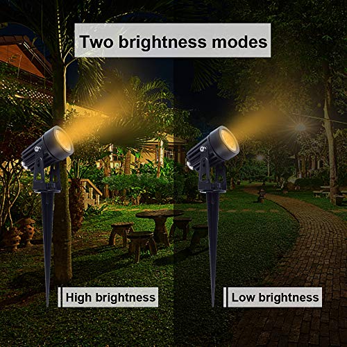 APONUO Metal Solar Spot Lights Outdoor with 9.8ft Cable Solar Powered Landscape Lighting Low Voltage IP65 Waterproof Auto On/Off for Outside Garden Yard Landscape Pathway Garage-Warm White(1-in-1) - color: Warm White, size: 1-IN-1